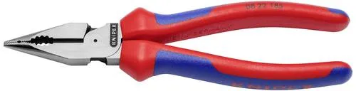 Knipex 08 22 185 Werkstatt Kombizange 185 mm - Kombizange für Installations- und Reparaturarbeiten, ideal für schwer zugängliche Bereiche. Mit hochübersetztem Kraftgelenk und induktiv gehärteten Schneiden für lange Haltbarkeit.
