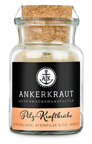 Ankerkraut Pilz-Kraftbrühe Gewürz, 100g im Korkenglas, für Suppe und Brühe, Ohne Geschmacksverstärker, Einfach Lecker Selber Kochen in Premium Qualität