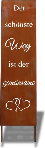 Rostikal Gartenschild 55 cm – Romantisches Edelrost Spruchschild für Garten & Terrasse - Handgefertigtes Gartenschild aus hochwertigem Edelrost, wetterfest und langlebig. Ideal für Hochzeiten und Jubiläen, bringt es einen romantischen Touch in jeden Garten.