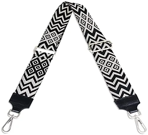 Frentree Schultergurt 5cm breit, Made in Italy, Schulterriemen für Taschen und Handtaschen, verstellbarer Taschengurt für Damen und Herren, DIY Zubehör Bohemian Schwarz Beige