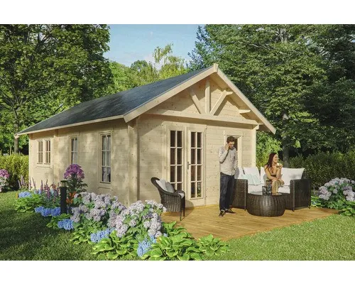 SKAN HOLZ Toronto 4 Blockbohlenhaus mit Dachlattung - Gartenhaus mit dämmbarer Konstruktion und Fußboden, ideal für ganzjährige Nutzung im Garten.