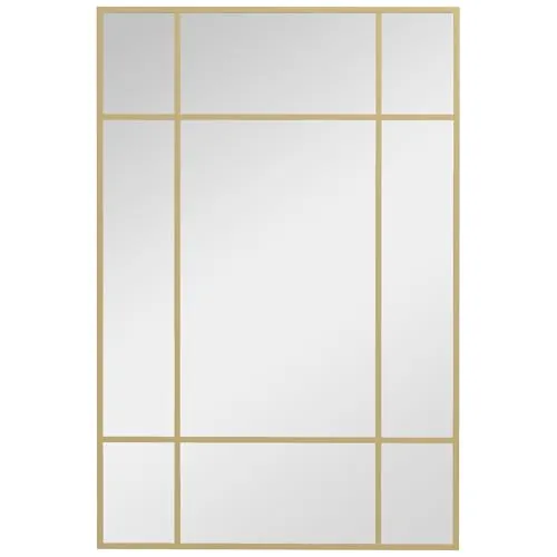 HOMCOM Wandspiegel 90 x 60 cm dekorativer Spiegel mit Metallrahmen, rechteckiger Spiegel für Schlafzimmer, Badezimmer Gold