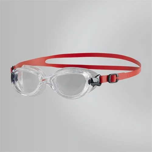 Speedo Unisex Kinder Futura Classic Schwimmbrille | Anti-Beschlag | Wasserdicht Schwimmbrille, Lava Red/Clear, Einheitsgröße