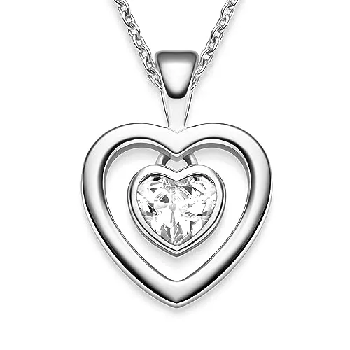 Amoonic Herzkette Halskette Damen Silber 925 mit Zirkonia Herzanhänger - Elegante Herzketten für Damen aus hochwertigem Silber 925, mit funkelndem Zirkonia-Anhänger und edlem Schmucketui – das perfekte Geschenk für besondere Anlässe.