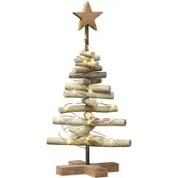 Weihnachtsbaum mit Ständer aus Teakholz, 60 cm - Rustikaler Weihnachtsbaum aus massivem Teakholz, 60 cm hoch. Langlebig und einfach zu montieren, ideal für gemütliche Wohnräume oder geschützte Außenbereiche. Bringt natürliche Wärme in deine Weihnachtsdekoration.