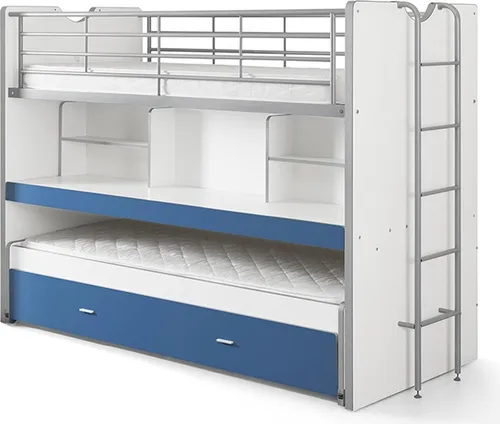 Hochbett Kalinda 222x102x161 Holzwerkstoff+Metall Weiß/Blau