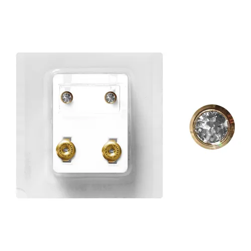 STUDEX Sterile vergoldete Ohrstecker aus Chirurgenstahl - Ohrstecker aus hochwertigem Chirurgenstahl, vergoldet mit transparentem Stein, ideal für empfindliche Ohren und stylisches Accessoire.