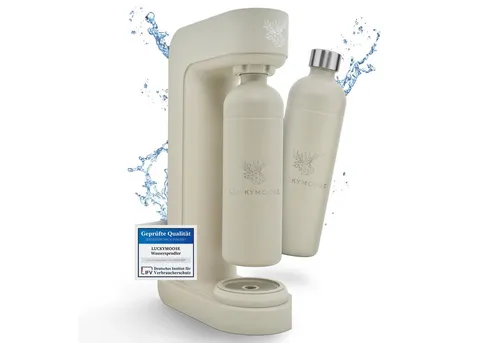 Luckymoose Wassersprudler Infinity, (2x Sand-tlg), Spart bis zu 25% CO2, Flaschen spülmaschinenfest & ohne Ablaufdatum