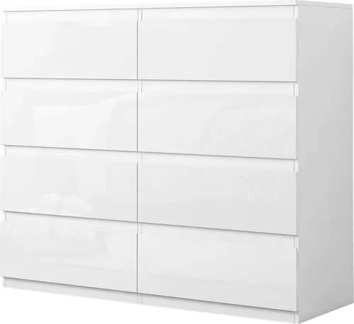 HTI-Living Kommode Kenji – Hochglanz Weiß mit 8 Schubladen - Schubladenkommode im modernen Design, ideal für jeden Raum. Geräumige Schubladen und griffloses Hochglanzfinish bieten eleganten Stauraum und einfache Handhabung.