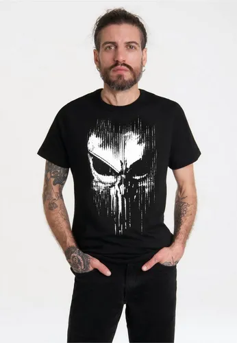 LOGOSHIRT T-Shirt Marvel - Punisher Striped Skull mit coolem Print