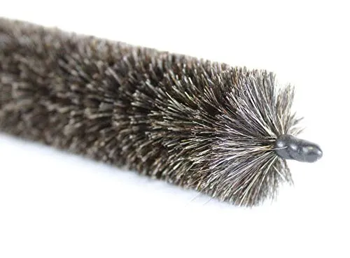 vom Pullach Hof Heizkörperbürste | Reinigungsbürste mit Ziegenhaarborsten | Kunststoffgriff | Weiß | Länge 115 cm | Kurzer Kopf ca. 23,5 cm