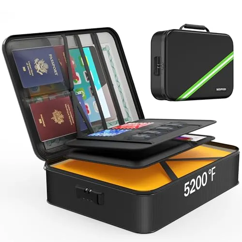 Noiposi Feuerfeste Dokumententasche mit Schloss – Sicherer Schutz für wichtige Unterlagen