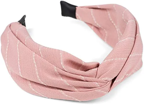 styleBREAKER Damen Haarreif mit edlem Nadelstreifen Muster und Twist Knoten, Retro Look, Haarband, Haarschmuck 04027029, Farbe:Rose