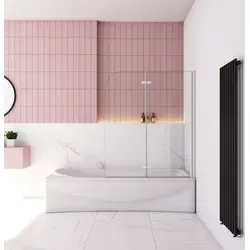 120x140cm Weiß Badewannenaufsatz 2 tlg.Faltwand Duschwand Duschabtrennung 6mm NANO ESG Sicherheitsglas