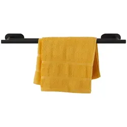 Handtuchstange aus Metall in Schwarz - Rostfreier Edelstahl - Handtuchhalter aus rostfreiem Edelstahl, befestigt mit Turbo-Loc Klebetechnik für einfache Montage ohne Bohrlöcher. Ideal für glatte Oberflächen und modernes Bad-Design.