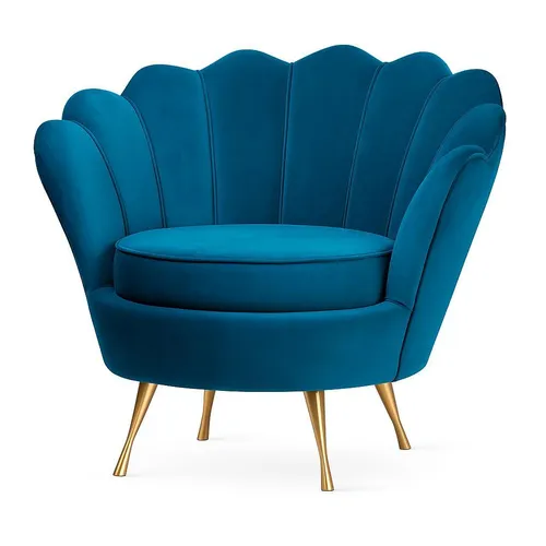 PAWS MÖBEL Muschel-Sessel | Bezug Samt-Stoff | Gestell Metall goldfarben/ schwarz/ chrom | B 87 x T 72 x H 81 cm | türkis
