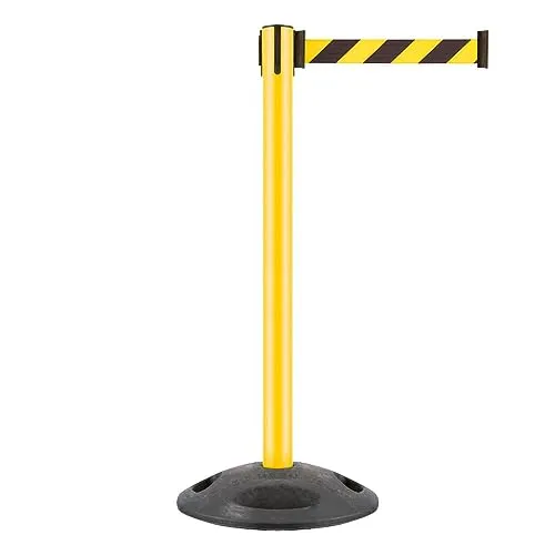 RS-GUIDESYSTEMS Gurtpfosten, außen, gelb, gelb/schwarz schraffiert, 4 m, Art.-Nr. GLA 25-E/17-4,0 | Gurtpfosten | Gurtständer | Personenleitsystem