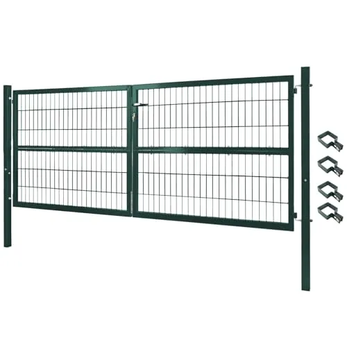 V2Aox Gartentor 300x120 cm - Doppelflügelig und abschließbar - Zauntore: Robustes Gartentor aus pulverbeschichtetem Stahl, ideal für Sicherheit und Schutz von Grundstücken, inklusive Montagezubehör und vielseitig kombinierbar.