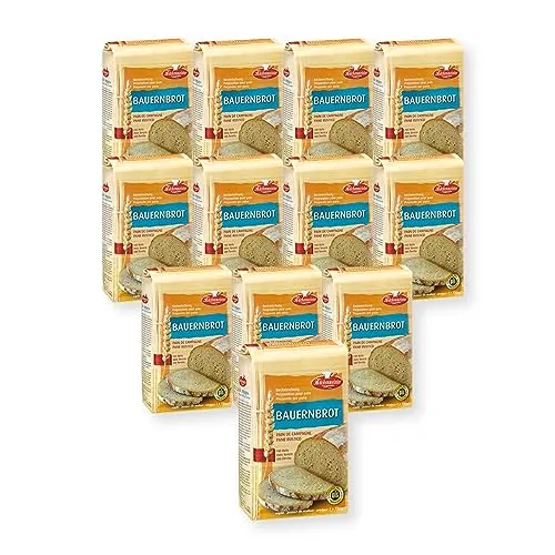 BIELMEIER 12 KG KÜCHENMEISTER Brotbackmischung Bauernbrot - Brot-Backmischungen, einfache Zubereitung im Brotbackautomaten, ideal für frisches, selbstgebackenes Bauernbrot in 12 x 1kg Packungen.