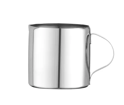 HENDI Milchkännchen, Gerade Ausführung, mit solidem Griff, Sahnekännchen, Kleine Milchkanne, Aufschäumkännchen, Sahnekanne, Creme-Kännchen, 250ml, ø70x(H)70mm, Edelstahl