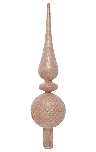 Christbaumspitze Rosa Zapfen Schnee Frost Weihnachtsbaumspitze Echt Glas 31cm