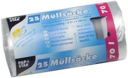 STARPAK Müllsäcke HDPE 70 Liter transparent 25 Säcke