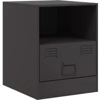 vidaXL Nachttisch Schwarz 34,5x39x44 cm aus Stahl - Moderner Nachttisch aus robustem kaltgewalztem Stahl, bietet praktischen Stauraum und ist pflegeleicht – ideal für ein stilvolles Schlafzimmer.