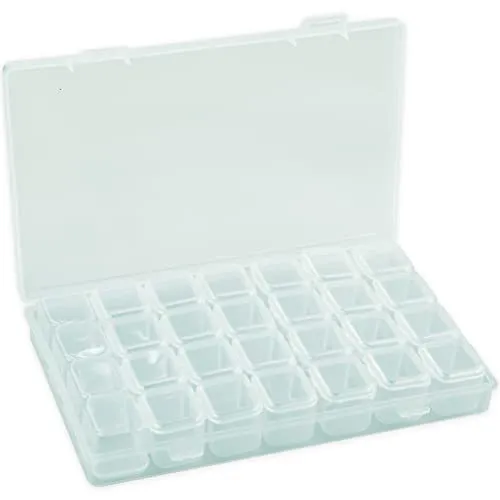 SZCXDKJ Aufbewahrungsbox für Kunst, 28 Fächer, Diamant-Malerei-Zubehör, Kristall-Aufbewahrungsbox, Stickerei-Perlen-Boxen, Organizer für Schmuck, Perlen, Ohrringe, Werkzeug, Organizer, transparent