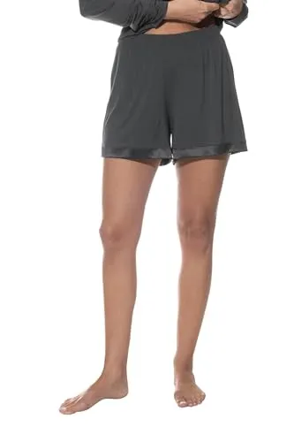 Mey Nachtwäsche Serie Pure Chic Damen Yoga Pants Thunder Grey (S) - Elegante Yoga Pants mit Komfortbund und Satin-Beinabschlüssen für einen zeitlosen Look und luxuriösen Glanz. Ideal für entspannte Abende und stilvolle Nächte.
