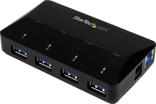 ST ST53004U1C - USB 3.0 5-Port Hub - USB-Hub mit 4 zusätzlichen USB 3.0-Anschlüssen und 2,4-A-Schnellladeanschluss für Smartphones und Tablets, ideal für hohe Datenübertragungsraten von bis zu 5 Gbit/s.