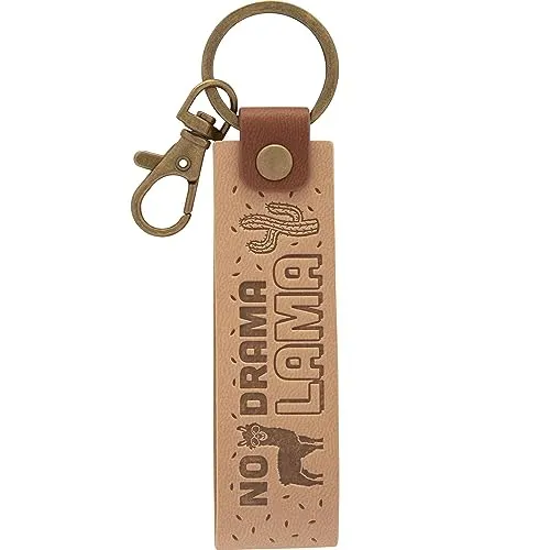 GRUSS & CO Schlüsselanhänger Kunstleder Motiv Lama | Anhänger aus hellem Kunstleder mit Motiv No drama Lama, inkl. Karabiner | 48374