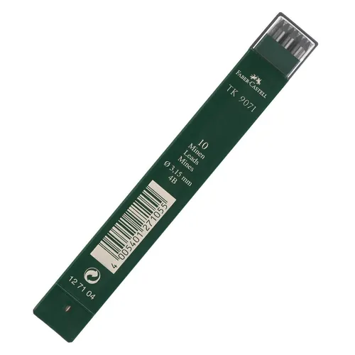 FABER-CASTELL 127104 - 10 Fallminen TK 9071, Minenstärke: 3,15 mm, ideal zum Zeichnen und Skizzieren, leicht radierbar und in praktischer Dose
