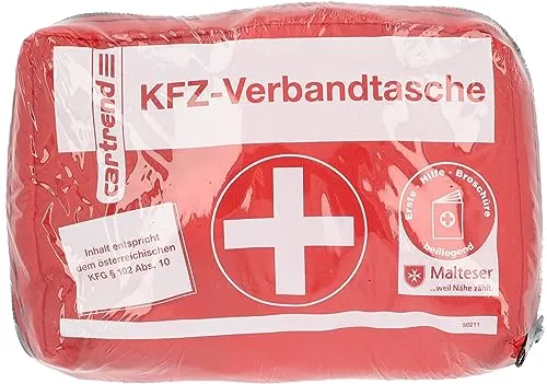 Cartrend 50211 KFZ-Verbandtasche Österreich, Inhalt Entspricht Österreichischem KFG 102 ABS 10, Weiß/Rot