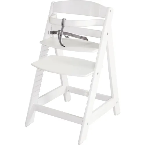 roba Treppenhochstuhl Sit Up (Weiß) - Hochstuhl mit Schutzbügel und verstellbarem Sitz- und Fußbrett, ideal für Kinder ab 6 Monaten. Sicher und stabil nach DIN EN 14988:2017, max. Belastung 50 kg.