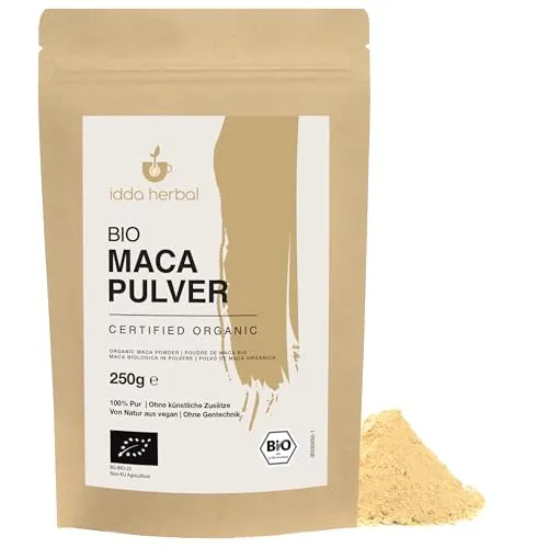 IDDA Herbal Maca Pulver aus Peru BIO 250g, Macawurzel gemahlen, bio Maca Pulver, glutenfrei