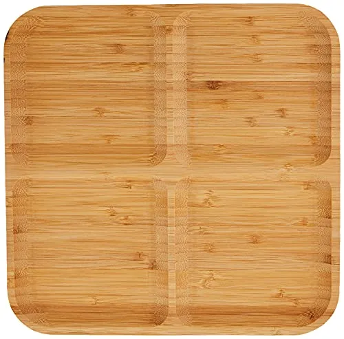 Koopman K8719987314643 Bambusteller mit 4 Fächern, braun