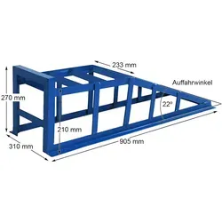 Auffahrrampe PKW 2x blau – extra breit für 225er Räder - Transportgeräte & Rampen, aus robustem Stahl mit 2000 kg Tragkraft pro Paar, ideal für Arbeiten am Fahrzeug – sicher und einfach in der Handhabung.