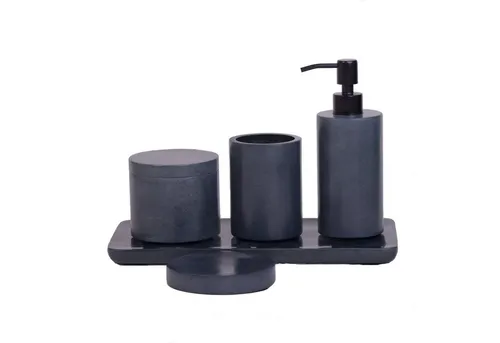 houseproud Badaccessoire-Set Circle 5-teiliges Set aus Steatitstein, Badset, 5 tlg.