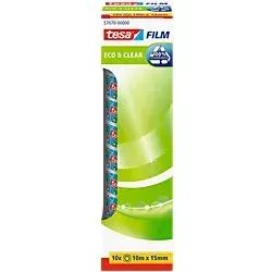 tesa Klebeband tesafilm Eco & Clear 57070 Transparent 15 mm (B) x 10 m (L) PP (Polypropylen) 100% Recycelt 10 Rollen