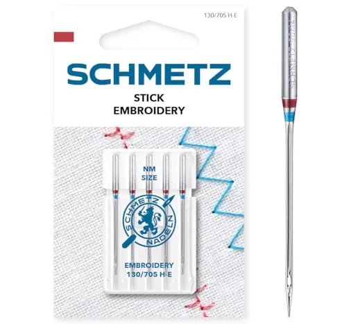 SCHMETZ | 5 Nähmaschinennadeln | Stick (Embroidery) | 130/705 H-E | Nadeldicke 75/11 | auf jeder gängigen Haushaltsnähmaschine einsetzbar