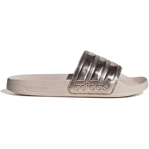 ADILETTE SHOWER Damen Badeschuhe - Silber - Größe 37 - Badeschuhe von adidas, Größe 37, aus hochwertigem Synthetikmaterial für optimalen Komfort und Style beim Duschen oder am Pool.
