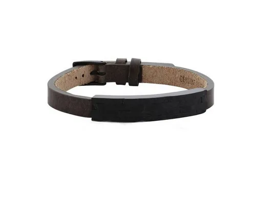 s.Oliver Armband SO1020/1 - 463706 - Edelstahlarmband für Herren, aus hochwertigem Leder und Edelstahl, verstellbar von 18,5 bis 22 cm, ideal für stilvolle Looks.