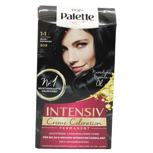 2x Poly Palette Intensiv Creme 1-1 Coloration 909 Blau-Schwarz NEU OVP