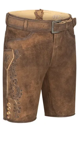 Nübler Trachtenlederhose Lederhose kurz RV Obert in Braun von Nübler