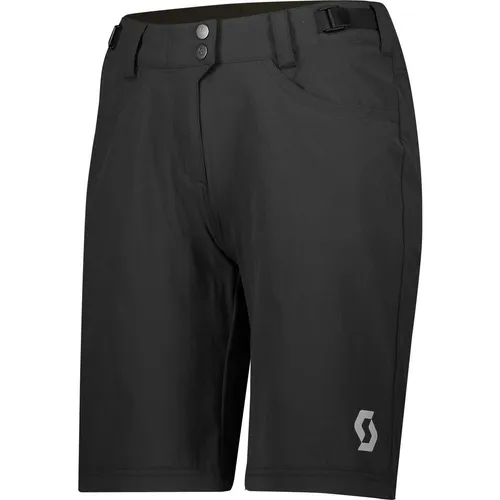 Scott Trail Flow Women's Black XL Fahrradhose - Damen Fahrrad & Bike Shorts, 4-Wege-Stretchmaterial mit DWR-Beschichtung für Bewegungsfreiheit und Wasserschutz, herausnehmbares Innenpolster und verstellbarer Bund für optimalen Sitz.