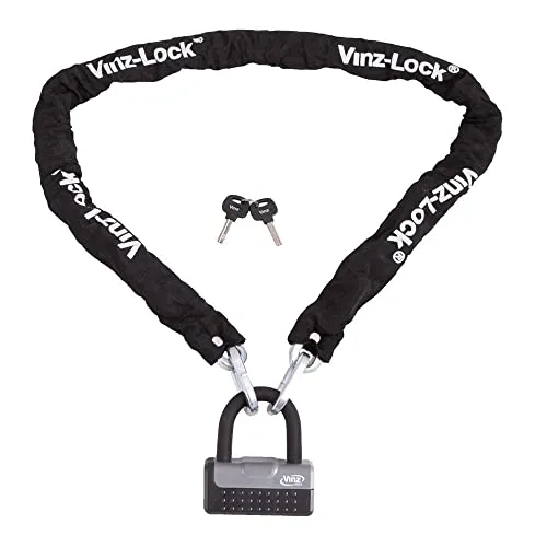 VINZ Nuptse Kettenschloss | Kette Schloß Rollerschloss e-bikeschloss Panzerschloss | Scheibenbremsenschloss mit Kette | 150 cm x ø10mm