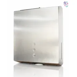 Blanc HYGIENIC Falthandtuchspender aus Edelstahl - Sonstige Badaccessoires, eleganter Falthandtuchspender aus mattiertem Edelstahl, mit Sichtfenster und abschließbarer Funktion, ideal für hygienische Anwendungen, Kapazität: 600 Faltpapiere.