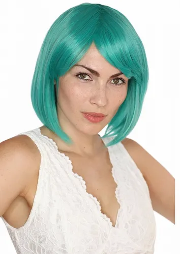 Prettyland Damen Türkis-Grün kurze wie Echthaar BOB glatte Anime Perücke C435