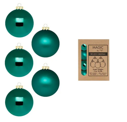 MAGIC by Inge Weihnachtsbaumkugel, Weihnachtskugeln Glas 3cm 24 Stück - Deep Forest