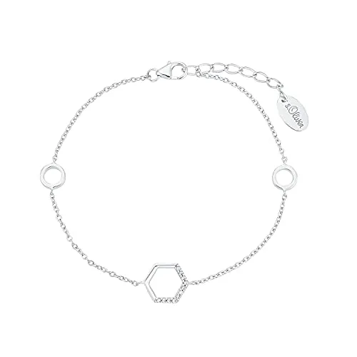 s.Oliver Armband 925 Sterling Silber mit Zirkonia - Elegantes Armschmuckstück aus 925 Sterling Silber, individuell verstellbar mit einem Verlängerungselement. Kommt in einer Schmuck Geschenk Box und bietet dank Rhodium-Schicht besonderen Glanz und Hautverträglichkeit.